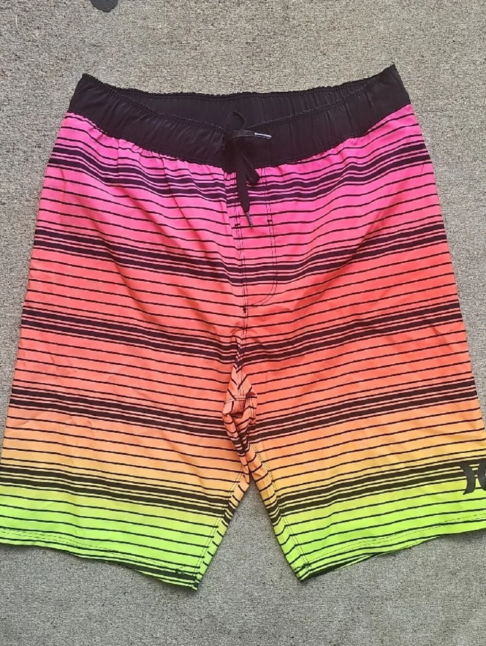 Hurley Neon Gradient Stripe Swim Trunks Shorts Pink Orange Yellow Green Ombre 10